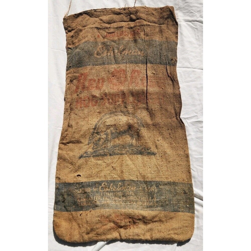 Vintage  Eshelman Red Rose Pork Maker Burlap Bag Tampa FL